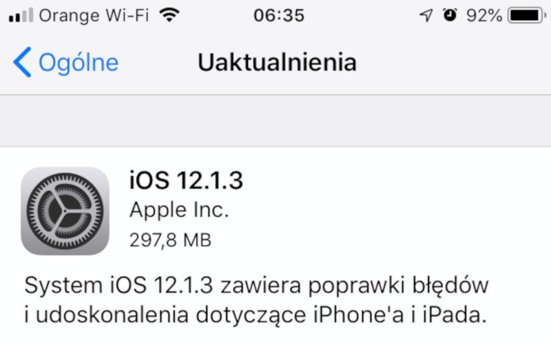 Apple wydaje iOS 12.1.3, macOS 10.14.3, watchOS 5.1.3 oraz tvOS 12.1.2