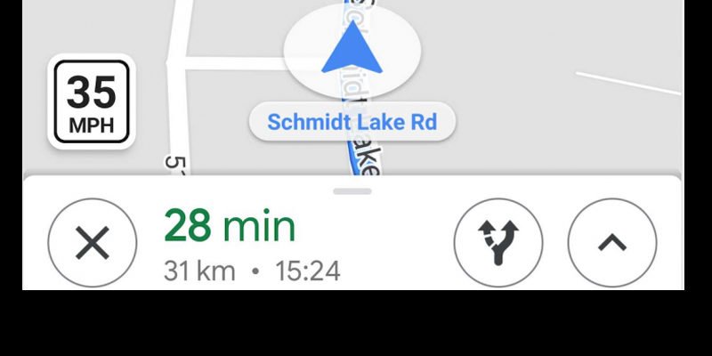 Ograniczenia prędkości w Google Maps