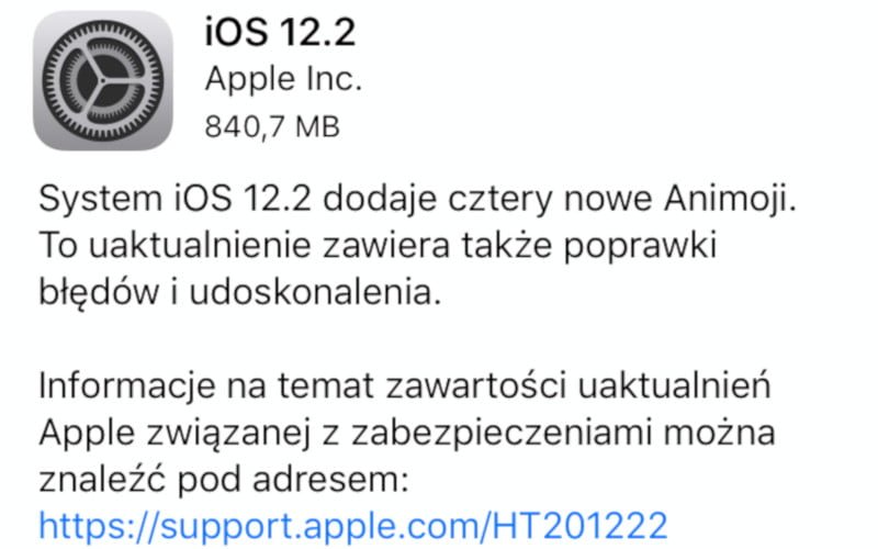 iOS 12.2 oficjalnie dostępny